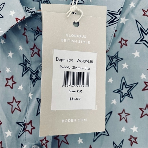 NWT Boden The Classic Shirt Top Cotton Buttondown Pebble Sketchy Star 12 - Picture 6 of 9